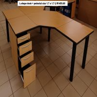 D08 - L-shape desk + pedestal size 1.7 x 1.7 @ R1450.00